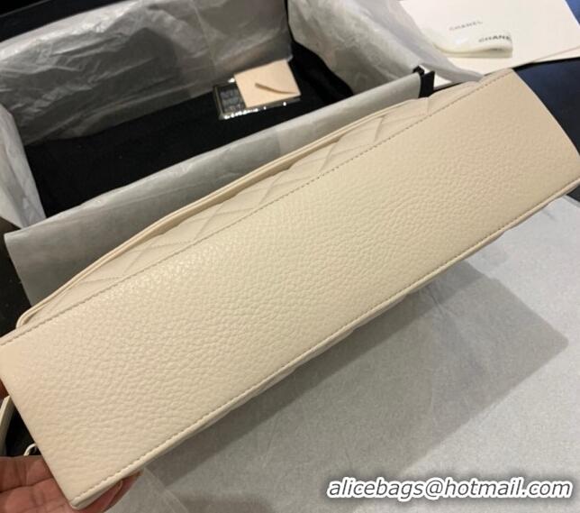 Good Looking Chanel Grained Calfskin Flap Bag A8095 White 2023