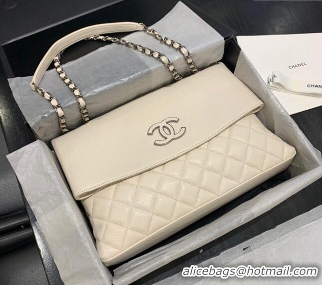 Good Looking Chanel Grained Calfskin Flap Bag A8095 White 2023