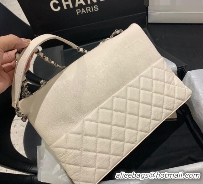 Good Looking Chanel Grained Calfskin Flap Bag A8095 White 2023