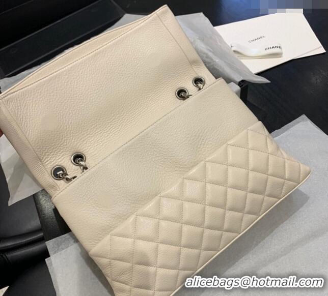 Good Looking Chanel Grained Calfskin Flap Bag A8095 White 2023