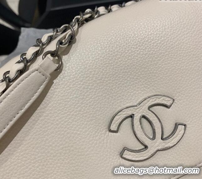 Good Looking Chanel Grained Calfskin Flap Bag A8095 White 2023