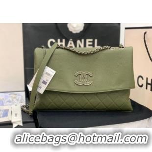 Unique Discount Chanel Grained Calfskin Flap Bag A8095 Green 2023