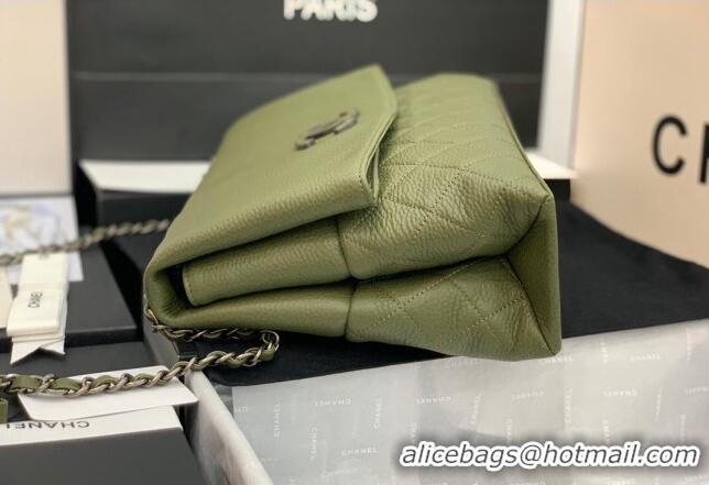 Unique Discount Chanel Grained Calfskin Flap Bag A8095 Green 2023