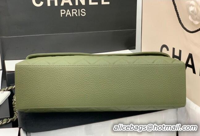 Unique Discount Chanel Grained Calfskin Flap Bag A8095 Green 2023