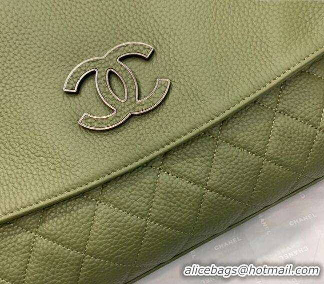 Unique Discount Chanel Grained Calfskin Flap Bag A8095 Green 2023