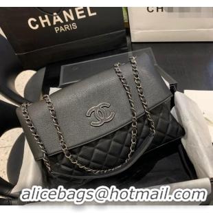 Famous Brand Chanel Grained Calfskin Flap Bag A8095 Black