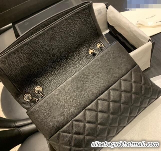 Famous Brand Chanel Grained Calfskin Flap Bag A8095 Black