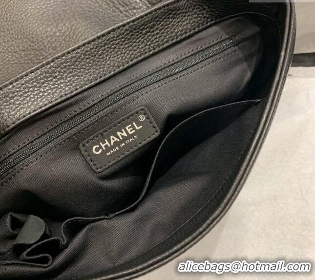 Famous Brand Chanel Grained Calfskin Flap Bag A8095 Black