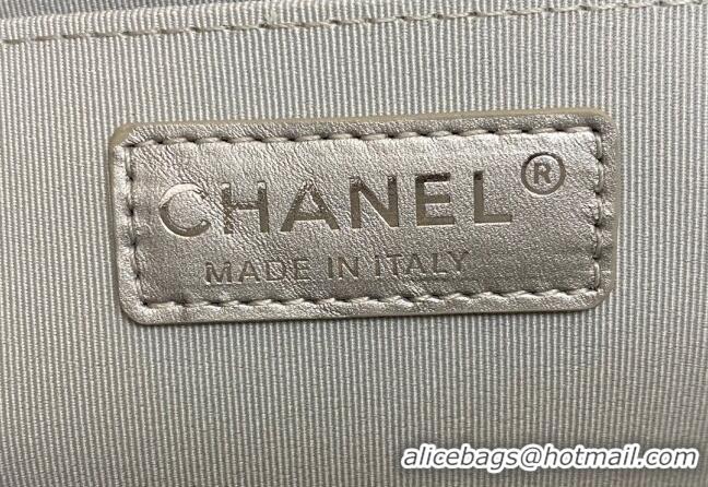 New Design Chanel XL Airline Travel Flap Bag in Grained Leather 1226 All Silver