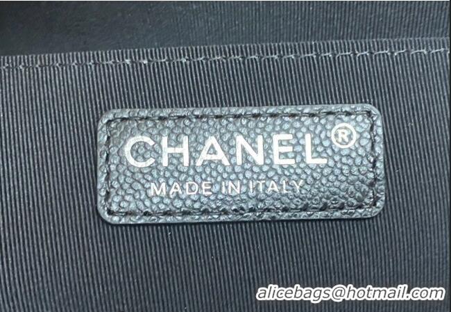 Unique Grade Chanel XL Airline Travel Flap Bag in Grained Leather 1226 Black/Silver