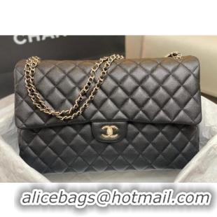 Well Crafted Chanel XL Airline Travel Flap Bag in Grained Leather 1226 Black/Gold