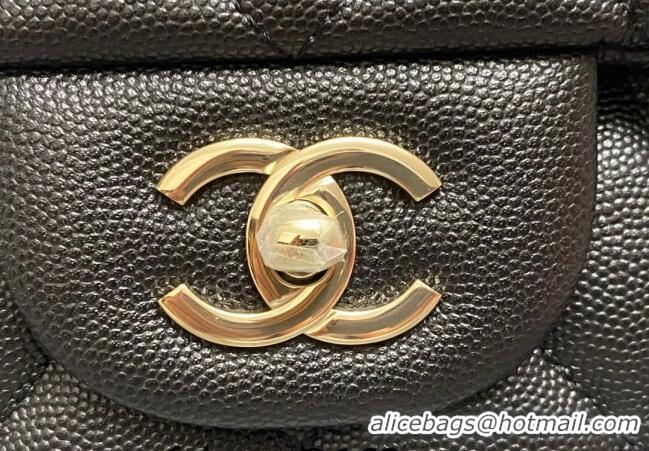 Well Crafted Chanel XL Airline Travel Flap Bag in Grained Leather 1226 Black/Gold