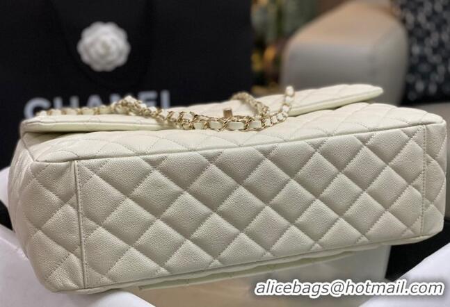 New Fashion Chanel XL Airline Travel Flap Bag in Grained Leather 1226 White/Gold