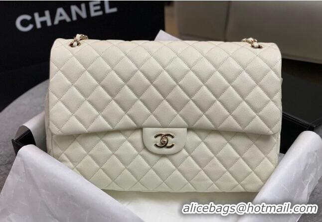 New Fashion Chanel XL Airline Travel Flap Bag in Grained Leather 1226 White/Gold