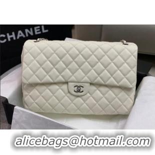 Most Popular Chanel XL Airline Travel Flap Bag in Grained Leather 1226 White/Silver