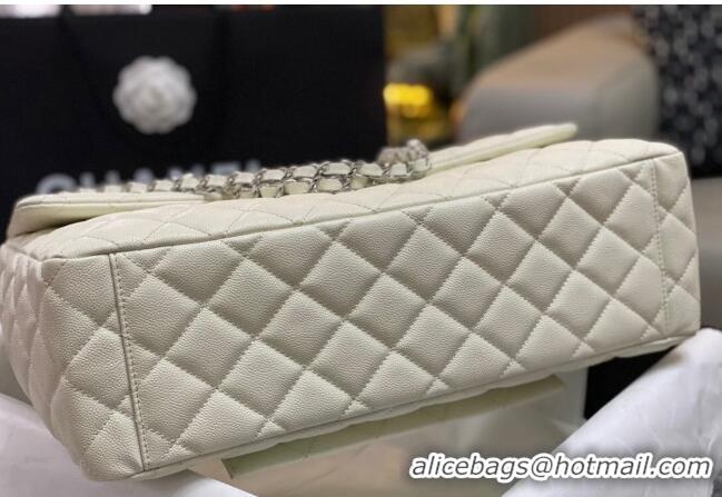 Most Popular Chanel XL Airline Travel Flap Bag in Grained Leather 1226 White/Silver