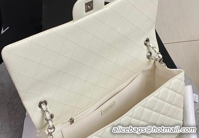 Most Popular Chanel XL Airline Travel Flap Bag in Grained Leather 1226 White/Silver