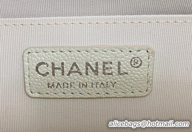 Most Popular Chanel XL Airline Travel Flap Bag in Grained Leather 1226 White/Silver