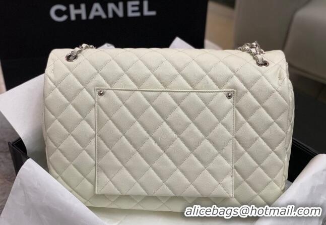 Most Popular Chanel XL Airline Travel Flap Bag in Grained Leather 1226 White/Silver