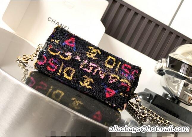 Super Quality Chanel Sequins Clutch with Chain AP3354 Black