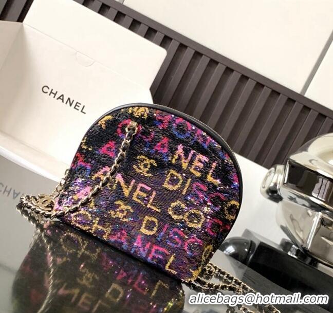 Super Quality Chanel Sequins Clutch with Chain AP3354 Black