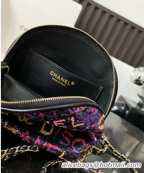 Super Quality Chanel Sequins Clutch with Chain AP3354 Black