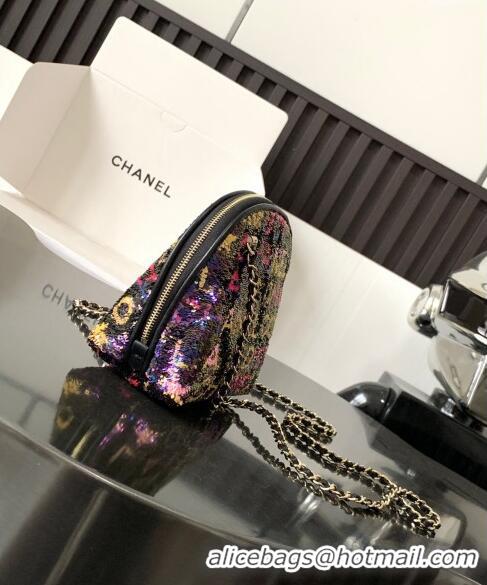 Super Quality Chanel Sequins Clutch with Chain AP3354 Black