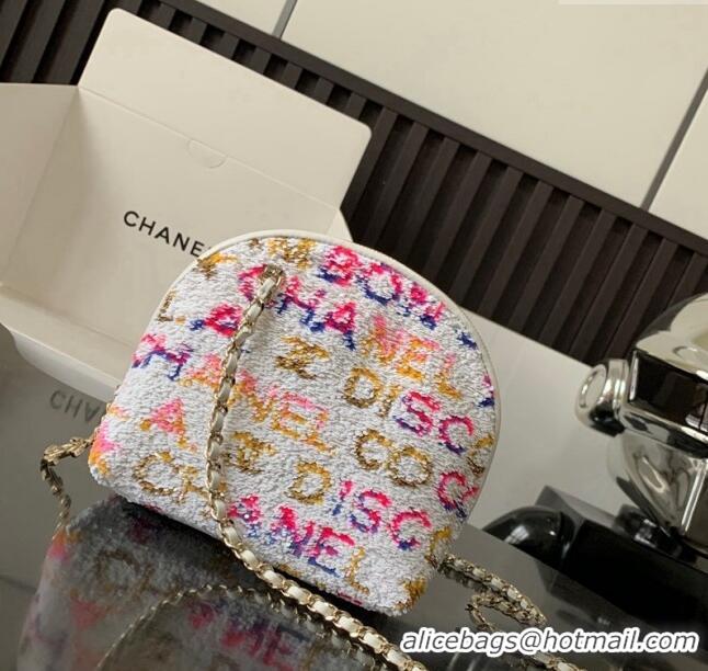 Luxury Discount Chanel Sequins Clutch with Chain AP3354 White