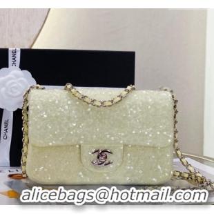 Buy Luxury Chanel Sequins Classic Mini Flap Bag A69900 Light Yellow