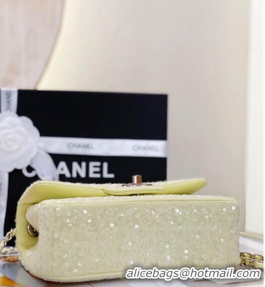 Buy Luxury Chanel Sequins Classic Mini Flap Bag A69900 Light Yellow