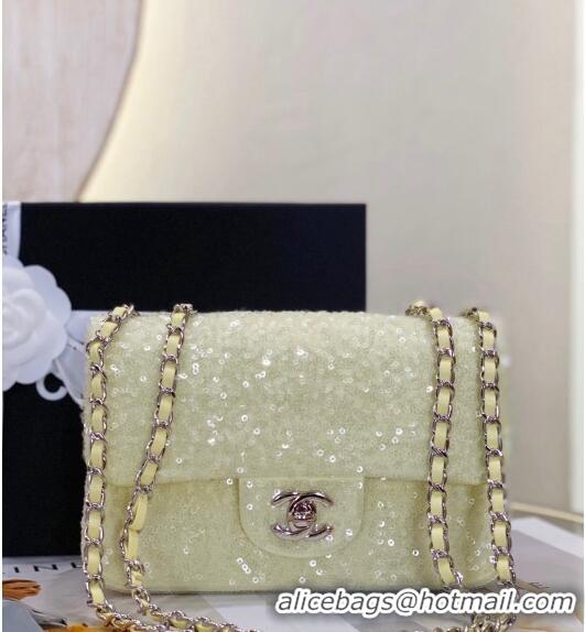 Buy Luxury Chanel Sequins Classic Mini Flap Bag A69900 Light Yellow