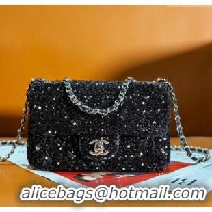 Top Quality Chanel Sequins Classic Mini Flap Bag A69900 Black