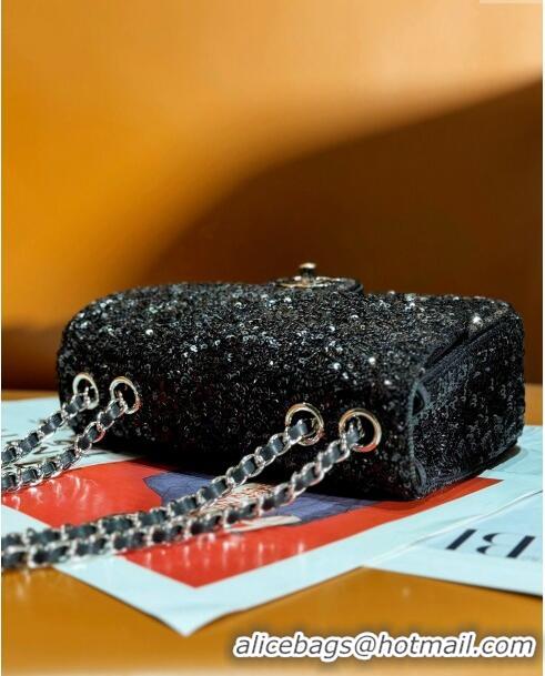 Top Quality Chanel Sequins Classic Mini Flap Bag A69900 Black