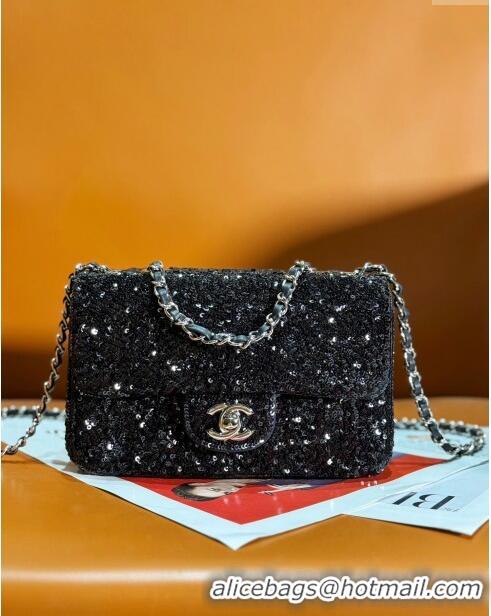 Top Quality Chanel Sequins Classic Mini Flap Bag A69900 Black