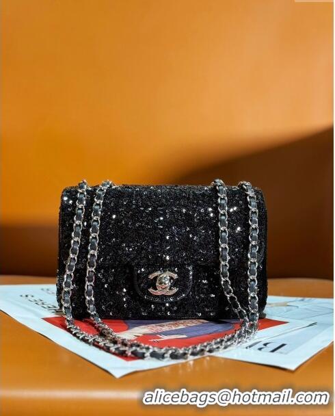 Top Quality Chanel Sequins Classic Mini Flap Bag A69900 Black