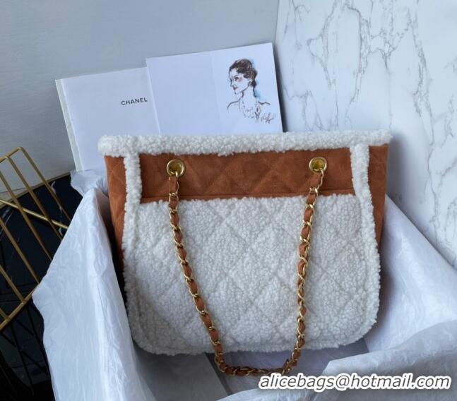 Top Design Chanel Suede and Wool Small Shopping Bag AS3855 Brown