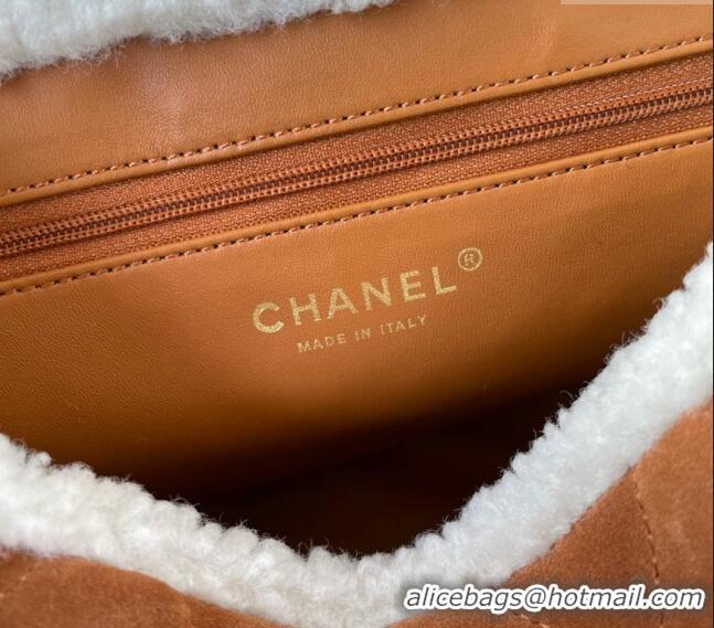 Top Design Chanel Suede and Wool Small Shopping Bag AS3855 Brown