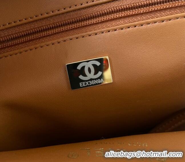 Top Design Chanel Suede and Wool Small Shopping Bag AS3855 Brown