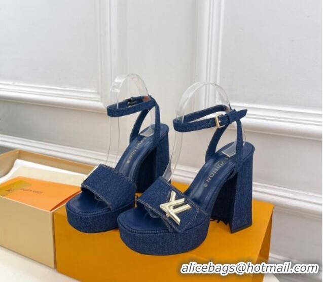 Buy Discount Louis Vuitton Shake Platform Sandals 12cm in Blue Denim 606107