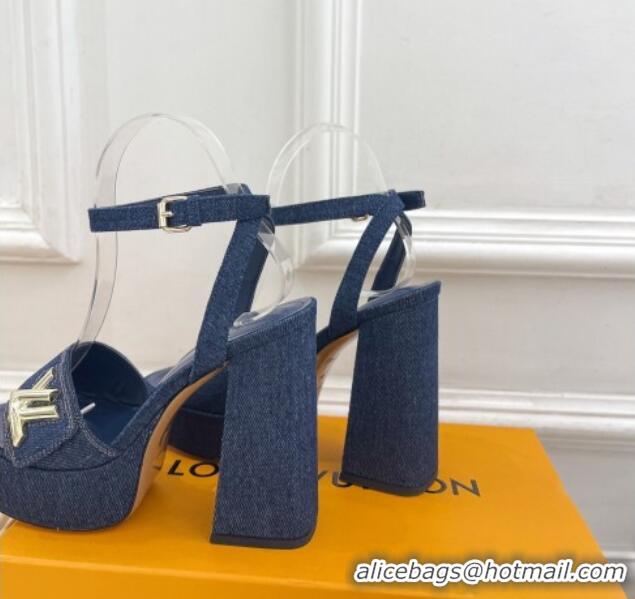 Buy Discount Louis Vuitton Shake Platform Sandals 12cm in Blue Denim 606107