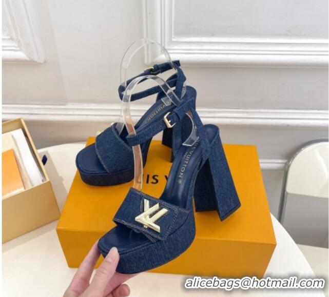 Buy Discount Louis Vuitton Shake Platform Sandals 12cm in Blue Denim 606107