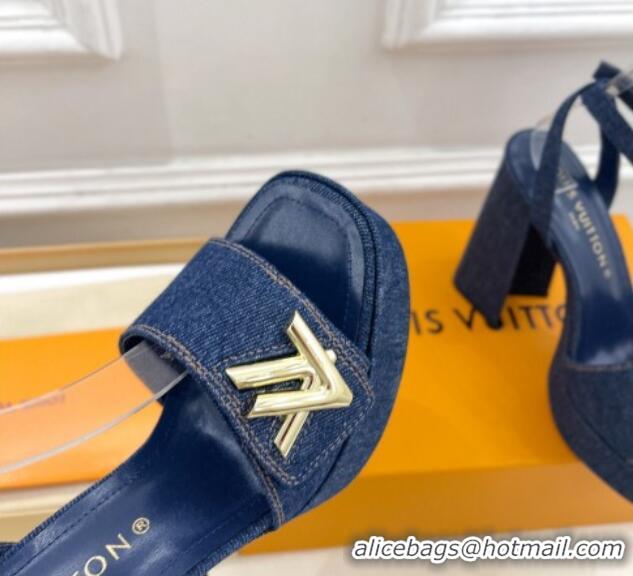 Buy Discount Louis Vuitton Shake Platform Sandals 12cm in Blue Denim 606107