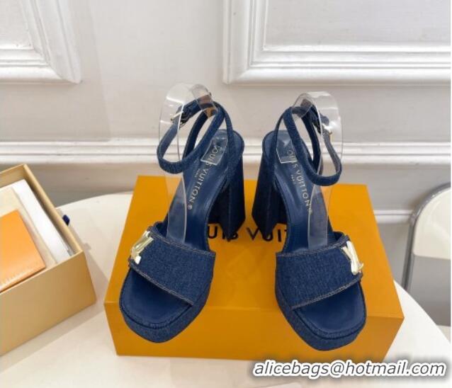 Buy Discount Louis Vuitton Shake Platform Sandals 12cm in Blue Denim 606107