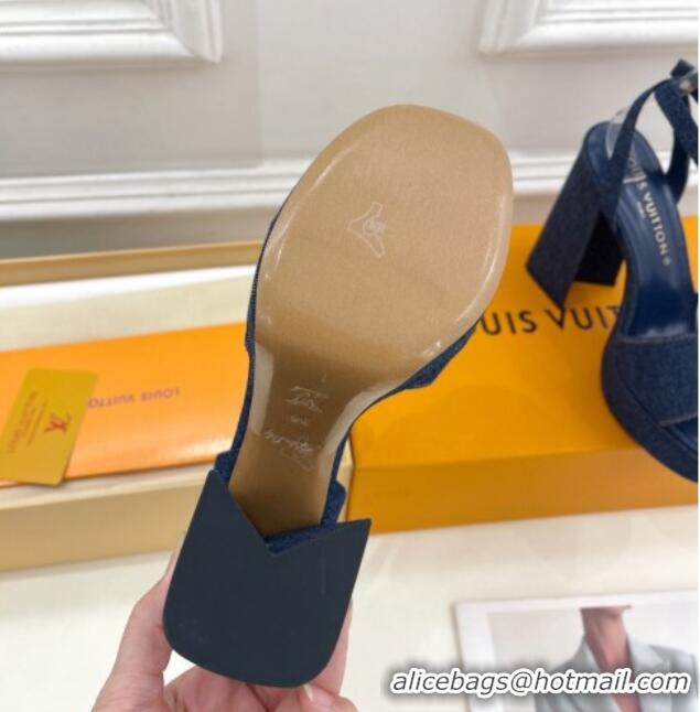 Buy Discount Louis Vuitton Shake Platform Sandals 12cm in Blue Denim 606107