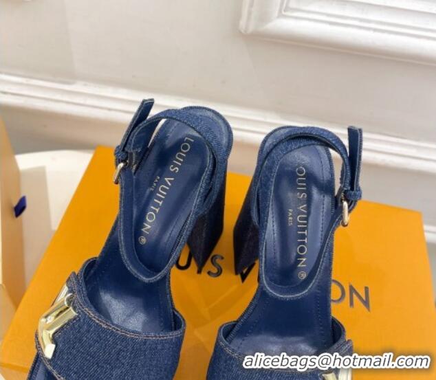 Buy Discount Louis Vuitton Shake Platform Sandals 12cm in Blue Denim 606107