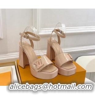 Purchase Louis Vuitton Shake Platform Sandals 12cm in Patent Leather Nude 606108