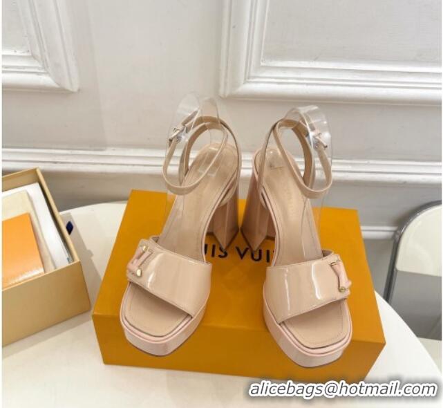 Purchase Louis Vuitton Shake Platform Sandals 12cm in Patent Leather Nude 606108