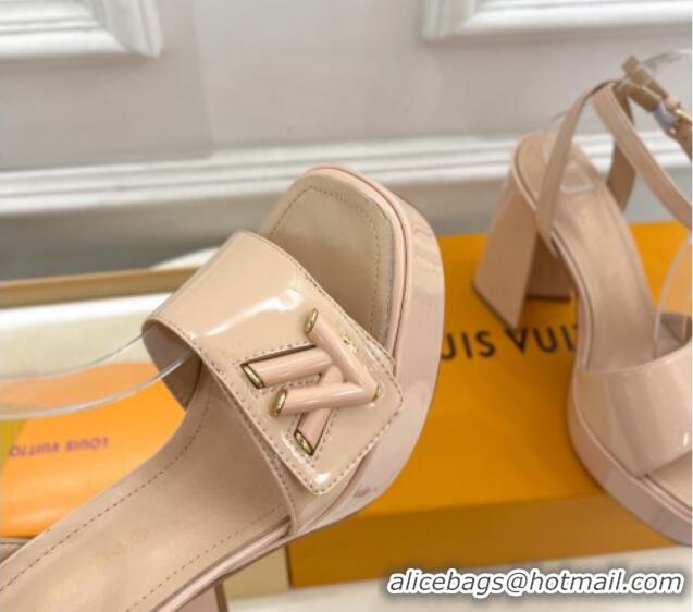 Purchase Louis Vuitton Shake Platform Sandals 12cm in Patent Leather Nude 606108