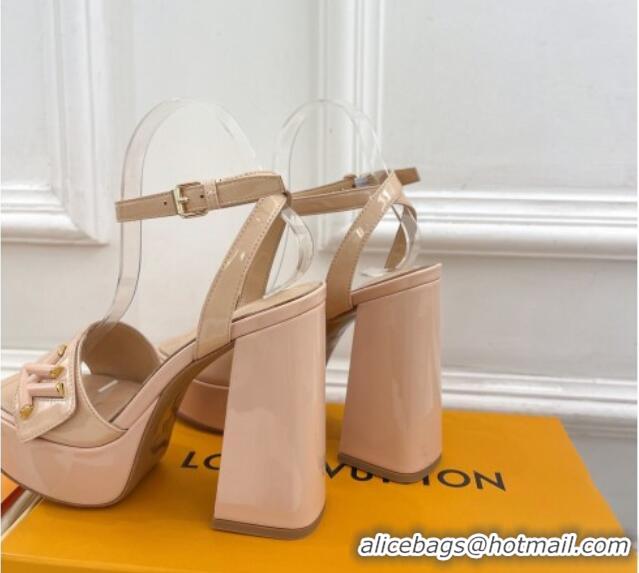 Purchase Louis Vuitton Shake Platform Sandals 12cm in Patent Leather Nude 606108