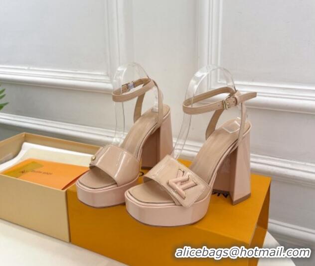 Purchase Louis Vuitton Shake Platform Sandals 12cm in Patent Leather Nude 606108